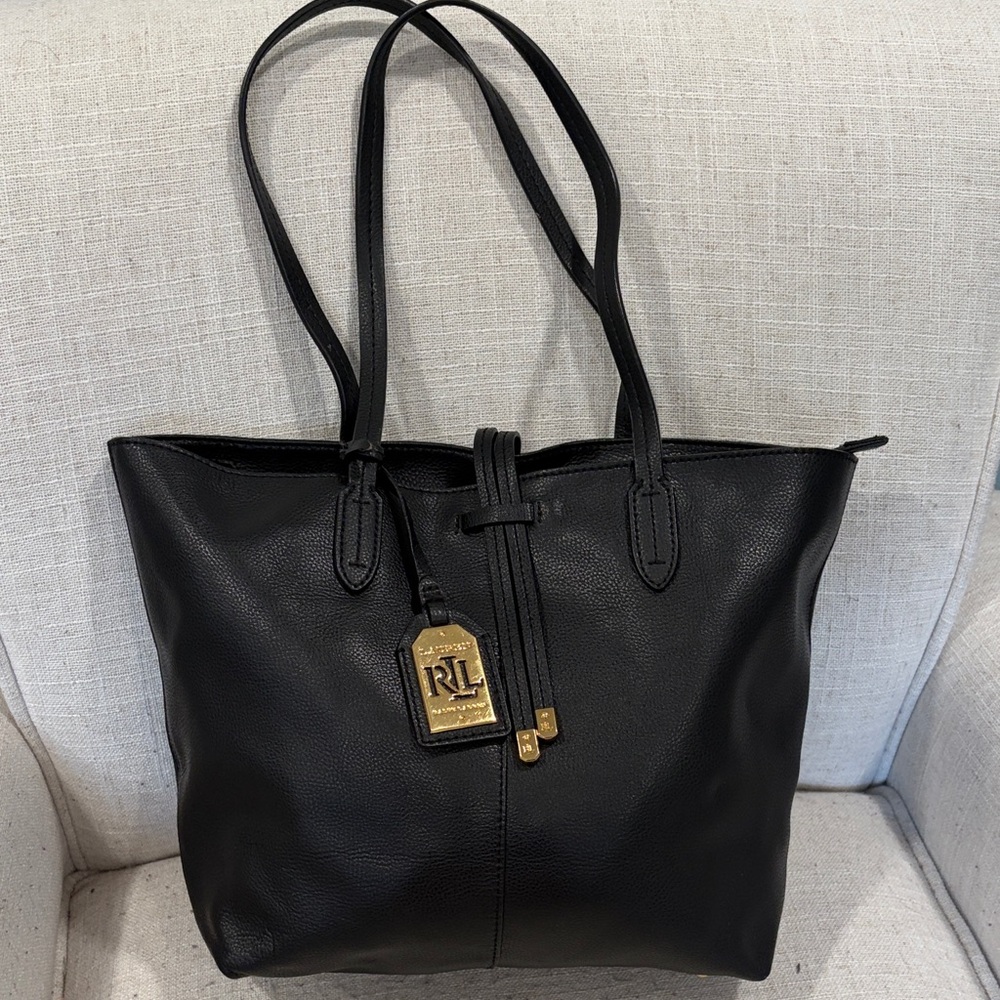 Ralph Lauren Elegant Black Tote with Gold Accents